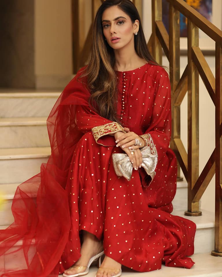 Agha noor red dress sale